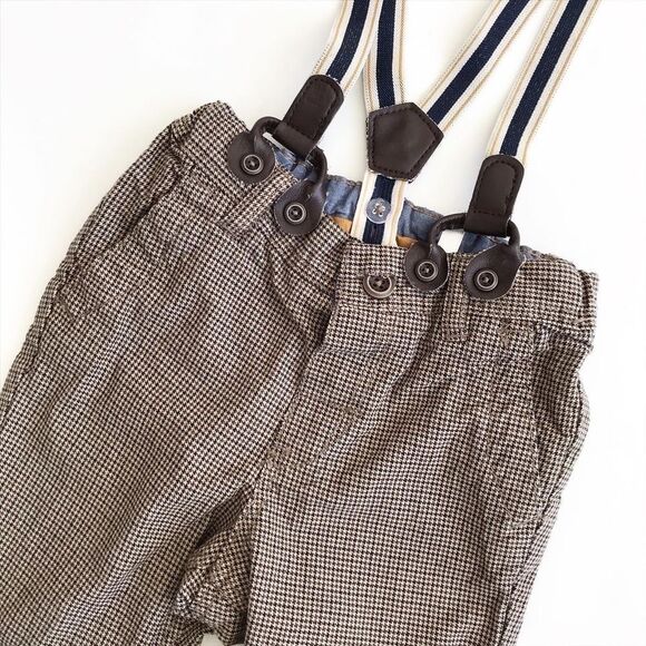 H&M houndstooth suspender pants EUC 9-12 months - Picture 4 of 4